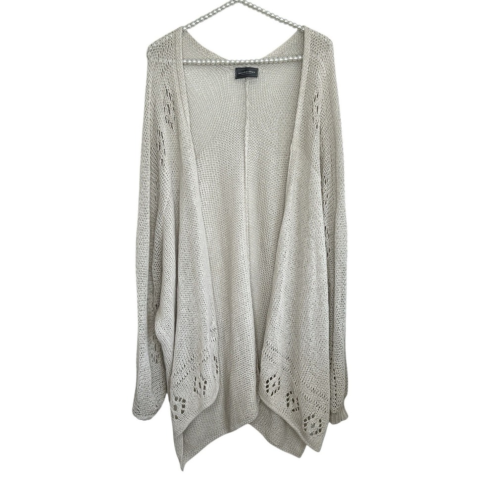 Wooden Ships Slouchy Boho Long Cardigan XL Oversize Coastal Grandma Sheer Beachy - Picture 1 of 9